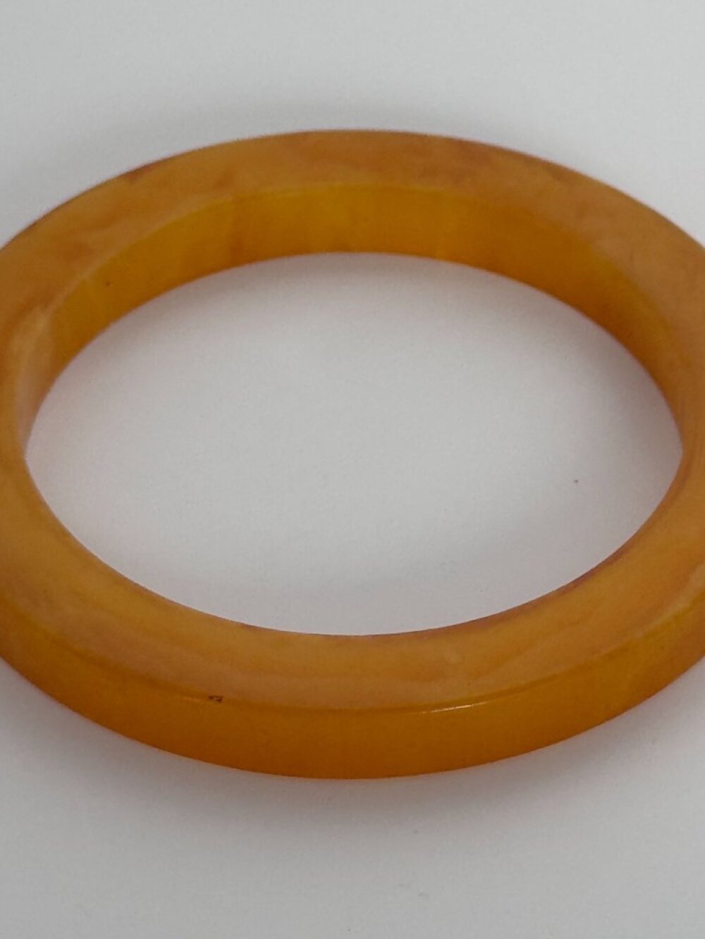 Bakelite Bangle Bracelet Vintage 1940s Marbled Amber Butterscotch Yellow Jewelry - Picture 11 of 11